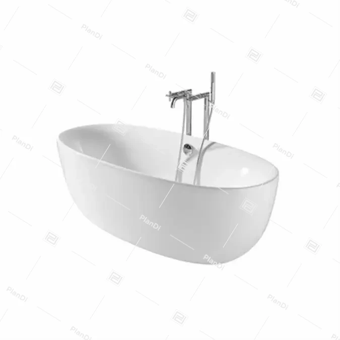 Oval acrylic bath with waste kit