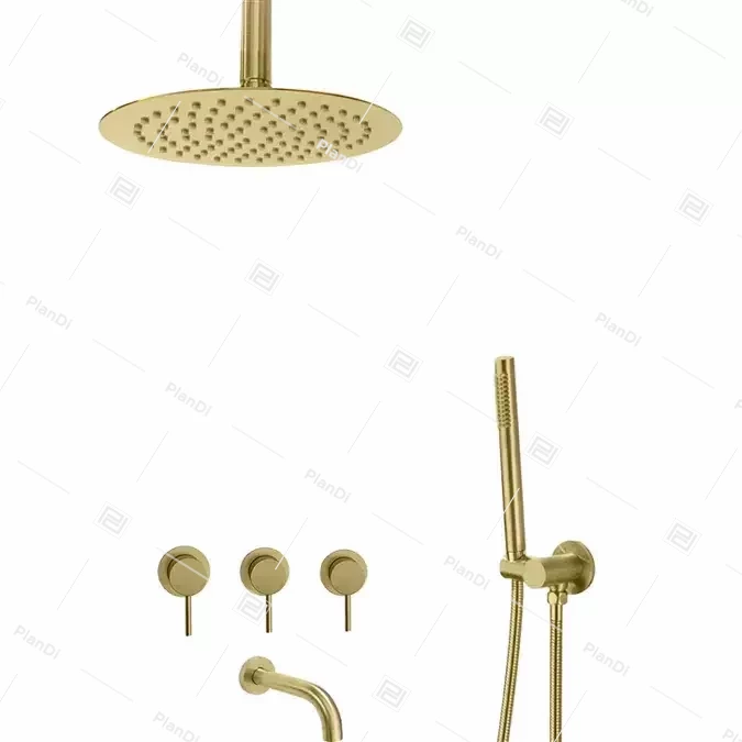 Fontana Brushed Gold Round Headed Shower System