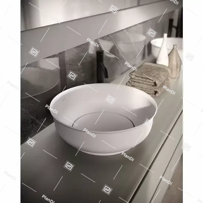 NICOLE TONDO countertop washbasin in MINERALUX and MINERALSOLID