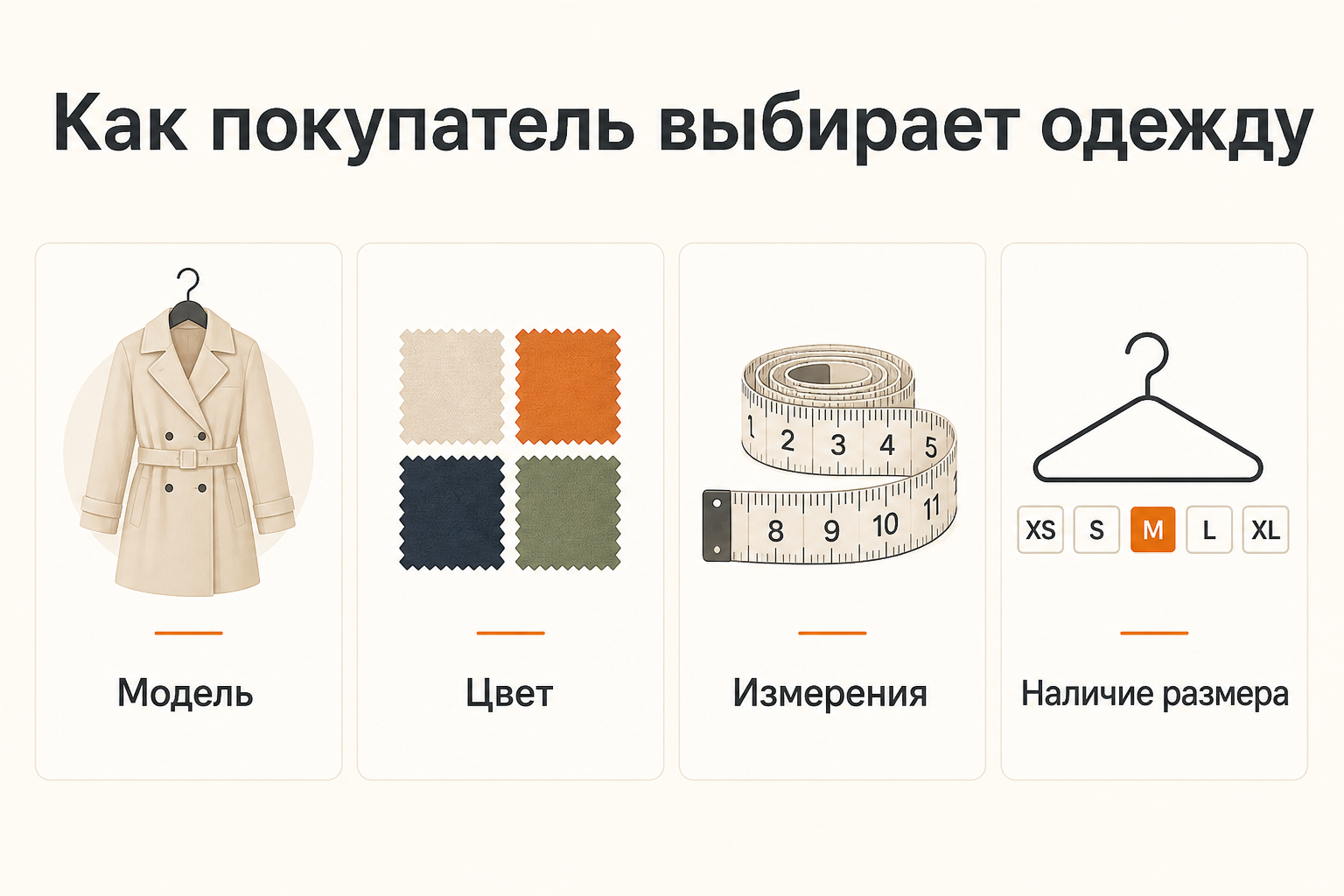 Инфографика: Интернет-магазин одежды: размеры, посадка и варианты без путаницы