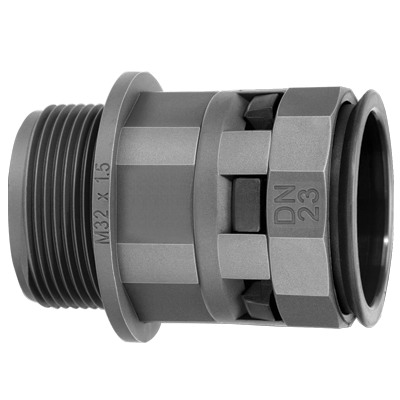 Муфта труба-коробка DN 12 мм, М16х1,5, полиамид, черный, PAM12M16N