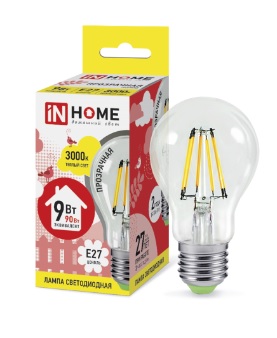 Лампа светодиодная LED-A60-deco 9Вт 230В Е27 3000К прозр. ASD