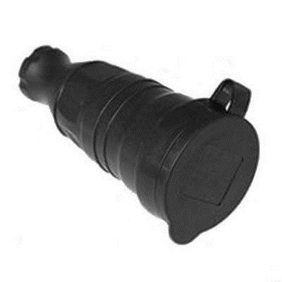 Розетка переносная (кауч.) 2Р+Е 16A,IP44 черная, t.plast, (кор.24шт)