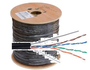 EC-UU004-5E-PE-SW-BK, Кабель NETLAN U/UTP 4 пары, внеш, Кат.5e, одн трос, чер, 305м (сеч.0,47 ± 0,1)