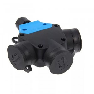 Разъем(розета) тройник (кауч.) 2Р+Е 16А, IP44, t.plast, (кор.4шт)