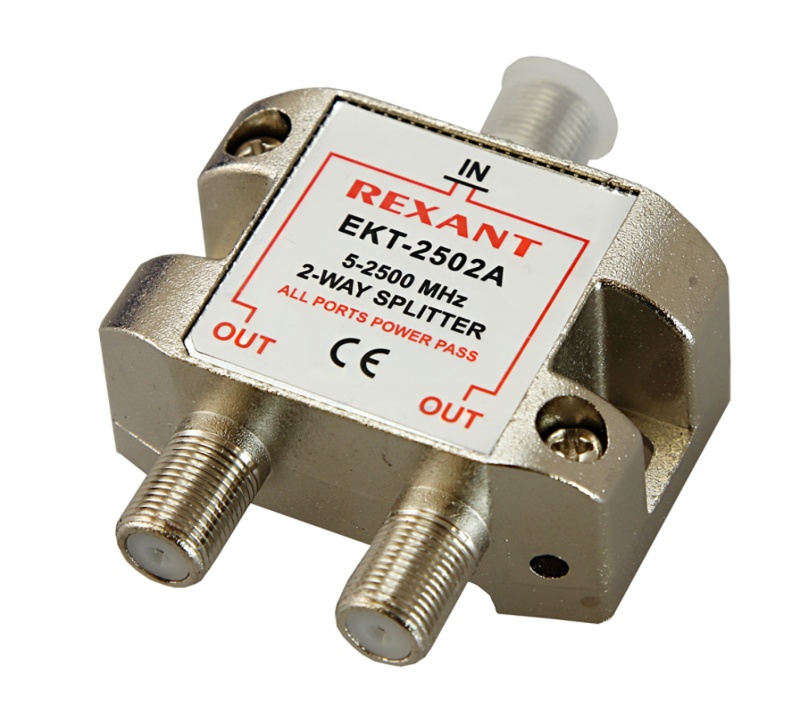 Делитель ТВх2 под F-разъем, 5-2500МГц СПУТНИК REXANT (05-6201)