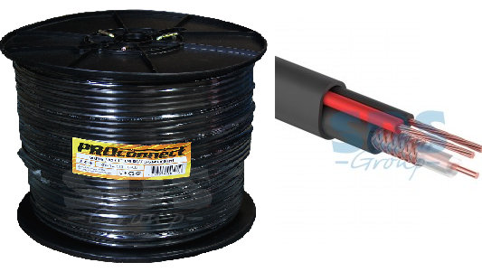 Кабель КВК-П-2 +2x0,75 мм² (Cu/CCA) (96) чер,200 м, (01-4109)