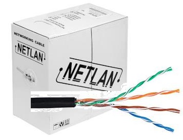 EC-UU004-5E-PE-BK, Кабель NETLAN U/UTP 4 пары, внеш, Кат.5e, чер., 305м (сеч0,47 ± 0,01)