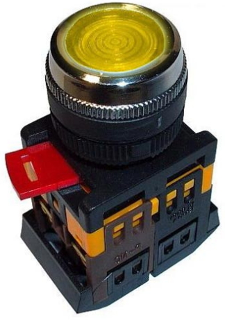 Кнопка ABLF-22 желтый д=22мм неон/240в 1з+1р ИЭК BBT10-ABLF-K05