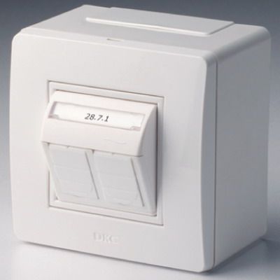 Коробка в сборе с 2 розетками RJ-45 кат.5е (телеф/комп), 10656