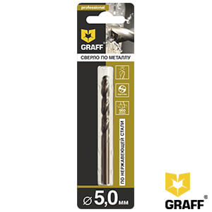 Сверло по металлу 5,0 мм Р6М5 GRAFF (715086)