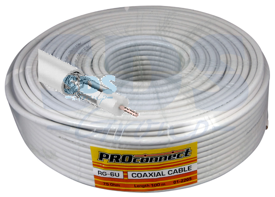 Кабель коаксиальный RG-6U, 75Ом, CCS/Al/Al, 48%, 100м, внутр (01-2205)