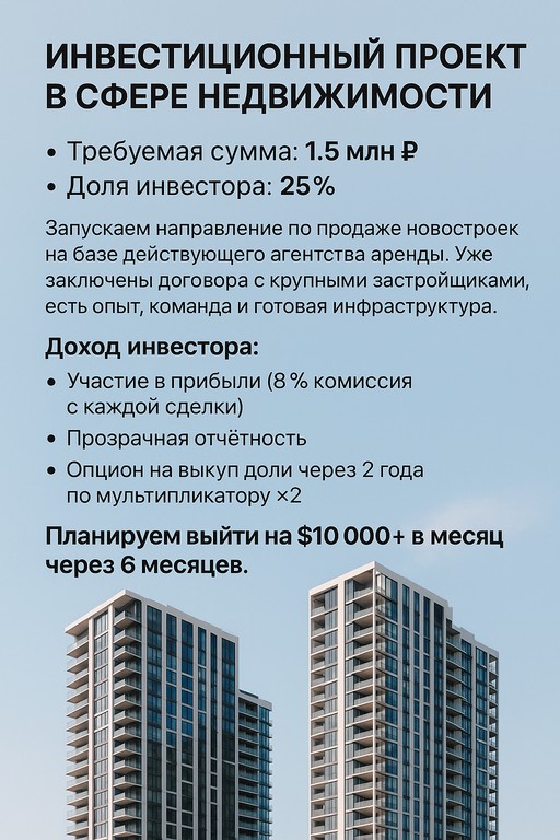 Инвестиционный проект в сфере недвижимости
