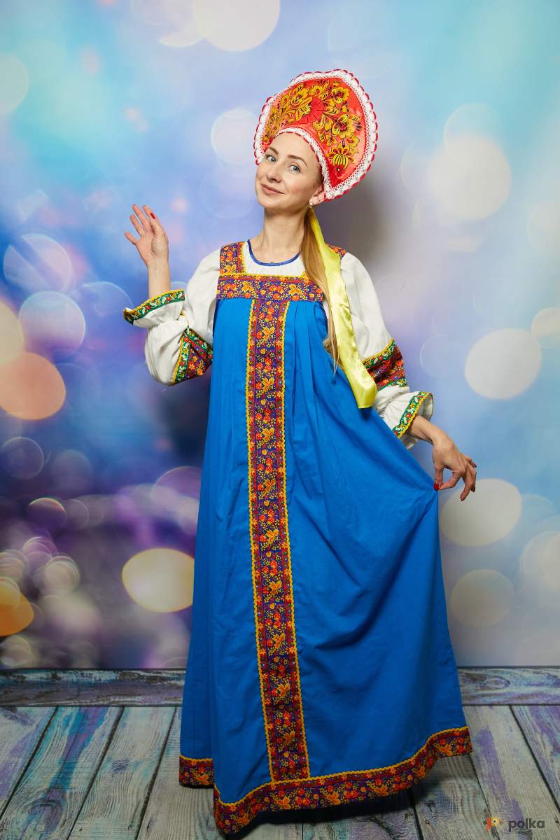 Возьмите Костюм русско-народный женский синий напрокат (Фото 2) в Москве