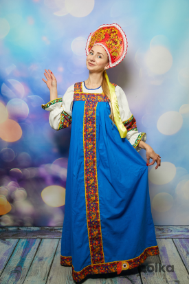 Возьмите Костюм русско-народный женский синий напрокат (Фото 1) в Москве