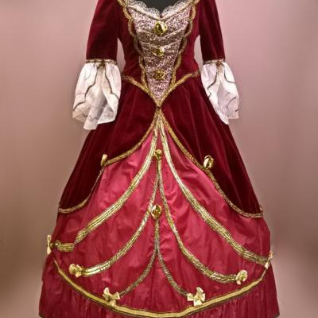 Женское платье в стиле барокко (Бордовое,расшито камнями)