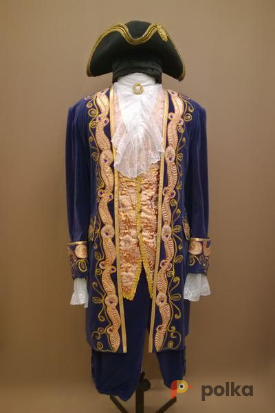 Возьмите Мужской исторический костюм барокко из синего бархата с золотой аппликацией напрокат (Фото 1) в Санкт-Петербурге
