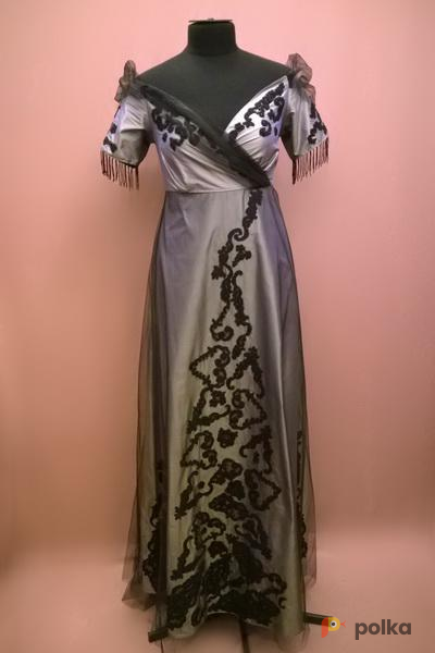 Возьмите  Женское историческое платье в стиле модерн, стальное напрокат (Фото 2) в Санкт-Петербурге