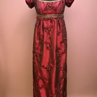 Женское историческое платье в стиле ампир, бордовое