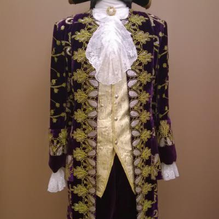Мужской исторический костюм барокко (Фиолетовый с золотым и серебряным напылением)