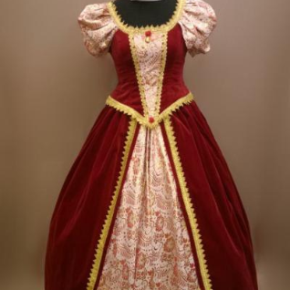 Женское платье в стиле барокко из красного бархата