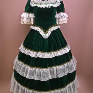 Женское платье в стиле барокко, Чистый изумруд