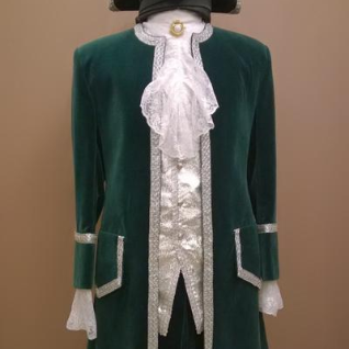 Мужской исторический костюм барокко зелено-голубой простой