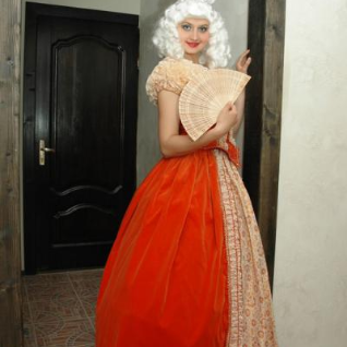 Женское историческое платье в стиле Барокко (Оранжевое)