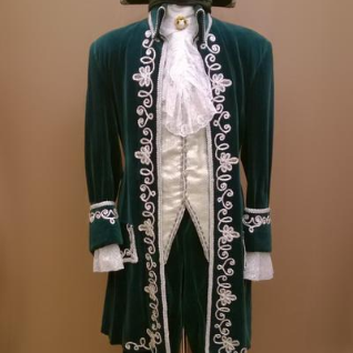 Мужской исторический костюм барокко, нефритовый бархат