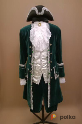 Возьмите Мужской исторический костюм барокко (Тёмно-зелёный расшитый камнями) напрокат (Фото 1) в Санкт-Петербурге