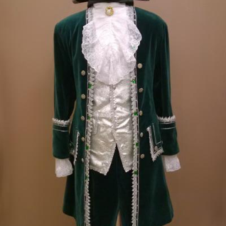 Мужской исторический костюм барокко (Тёмно-зелёный расшитый камнями)