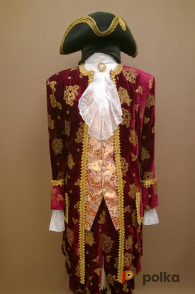 Возьмите Мужской исторический костюм барокко (Красный с золотым напылением) напрокат (Фото 1) в Санкт-Петербурге
