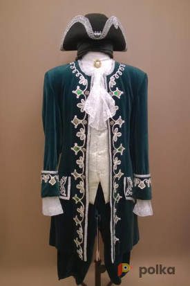Возьмите Мужской исторический костюм барокко из бархата цвета малахит напрокат (Фото 1) в Санкт-Петербурге