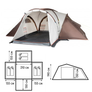Прокат 6-местной трёхкомнатной палатки Outventure Dalen 6
