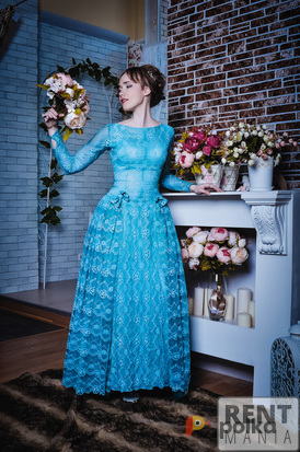 Возьмите Винтажное платье в стиле 50-х годов с кружевной юбкой, размер 42-44 напрокат (Фото 1) в Москве