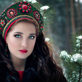 Кокошник Зеленый с серьгами