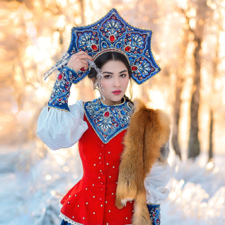 Кокошник синий большой