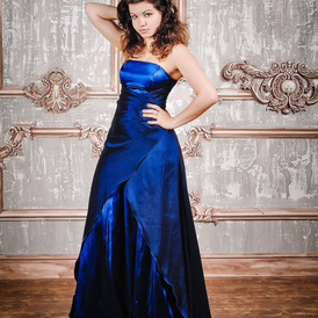 Синее вечернее платье, размер 44-46