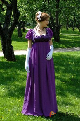 Возьмите Фиолетовое платье в стиле ампир "Сирень", размер 44-46 напрокат (Фото 2) в Москве