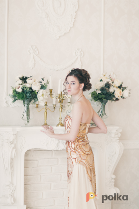Возьмите Вечернее  платье в с золотым узором напрокат (Фото 5) в Москве