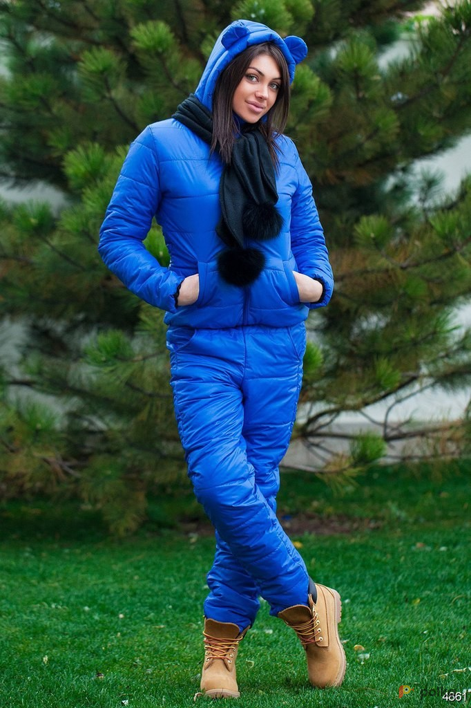 Возьмите Костюм женский зимний теплый синий лыжный спортивный куртка брюки напрокат (Фото 2) в Москве