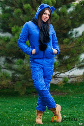 Возьмите Костюм женский зимний теплый синий лыжный спортивный куртка брюки напрокат (Фото 1) в Москве