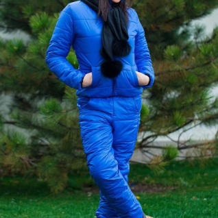 Костюм женский зимний теплый синий лыжный спортивный куртка брюки