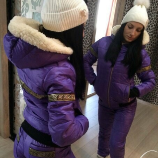 Женский спортивный костюм теплый лыжный зимний фиолетовый сиреневый куртка брюки