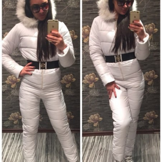 Комбинезон женский лыжный теплый зимний белый спортивный
