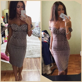 Винтажное платье  в горошек 