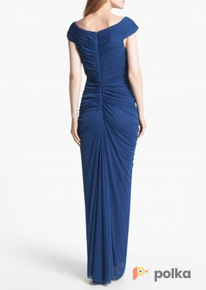 Возьмите Платье Adrianna Papell Blue Ruched Mesh Gown P Размер 46 напрокат (Фото 1) в Москве
