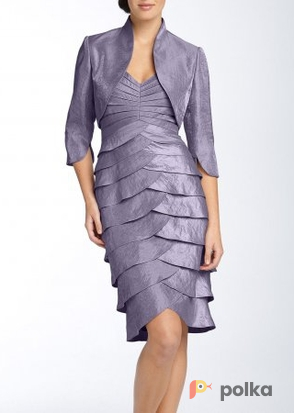 Adrianna Papell Lavender Tiered Hammered Dress