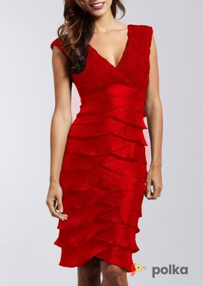 Возьмите Платье Adrianna Papell Red V-Neck Dress Leave Размеры 44, 46 напрокат (Фото 2) в Москве
