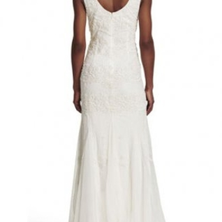 Платье Adrianna Papell White Tulle Gown Sequin Размер 42
